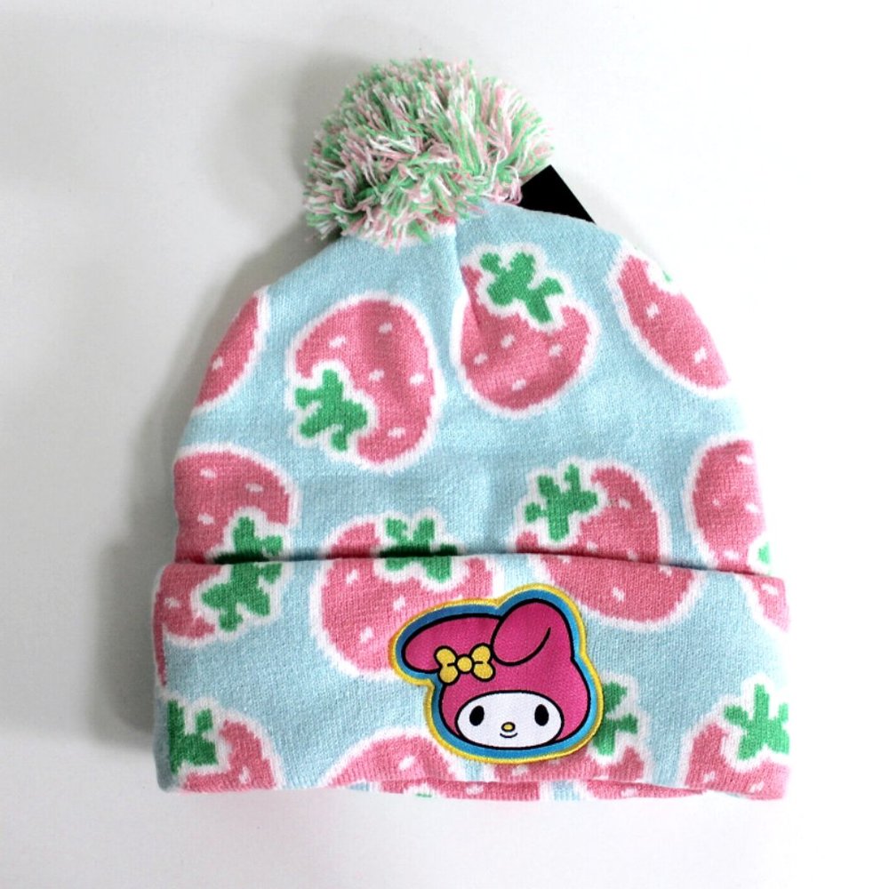 Sanrio My Melody Strawberry Pom Knit Beanie One Size